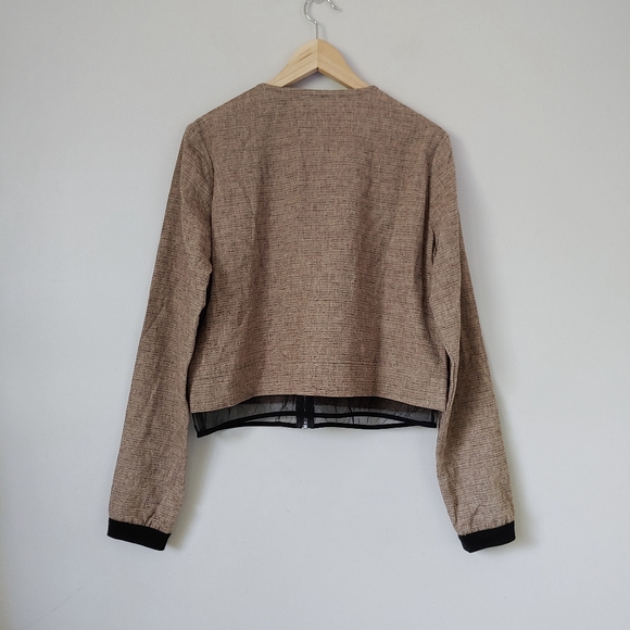 Skunkfunk Basilia Linen Bomber Jacket Size Medium Tan - Picture 5 of 16